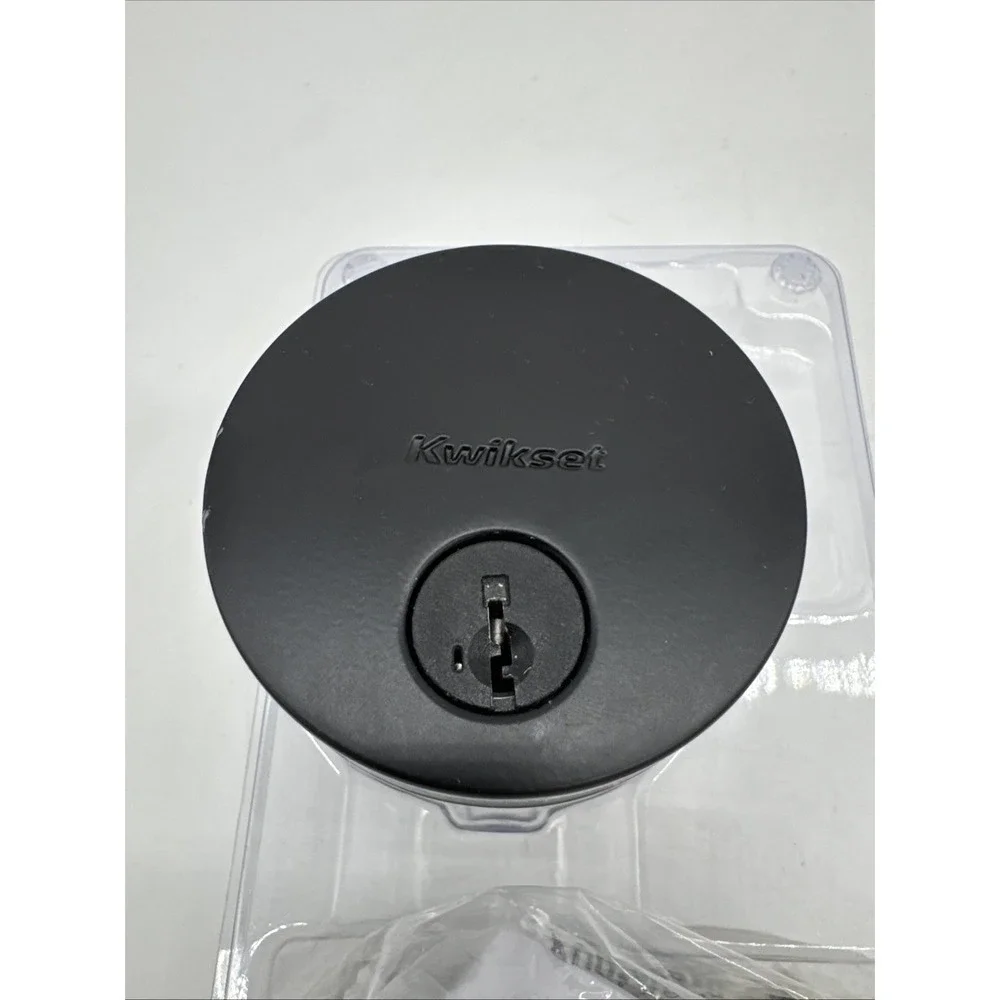 Kwikset  matte  Black Round Single Cylinder Deadbolt 92580-020‎ low profile